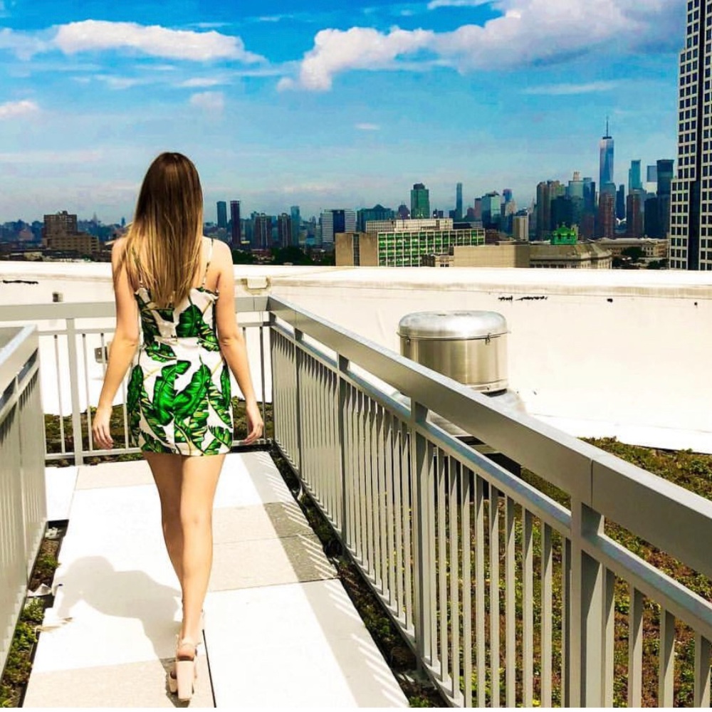 Leaf Print Strapless Dress